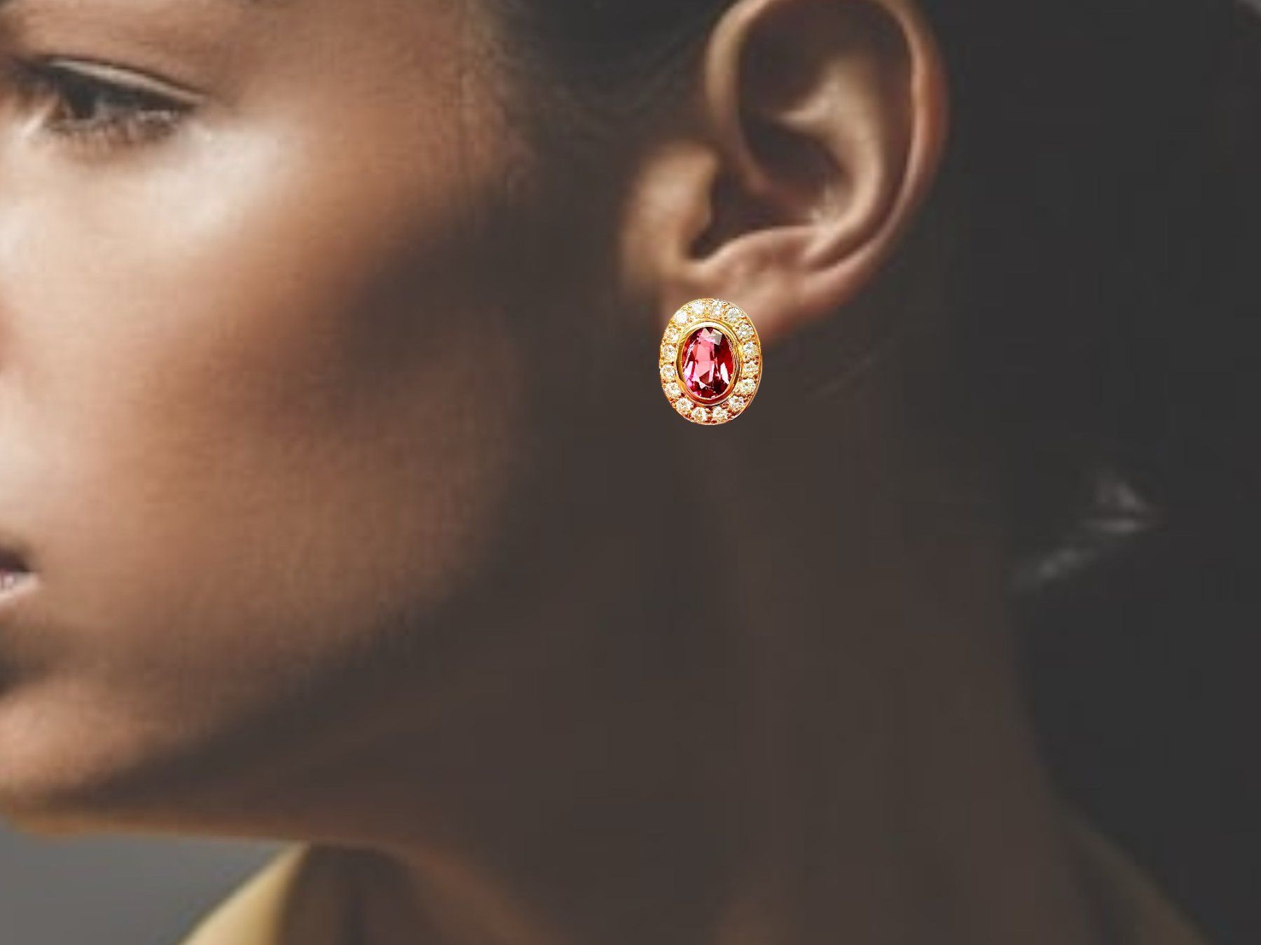 Orecchini pendenti & Orecchini a lobo: Rosa Turmalin - Diamant - Ohrstecker – Usato da Zuzwil SG venduto da artimmo 1