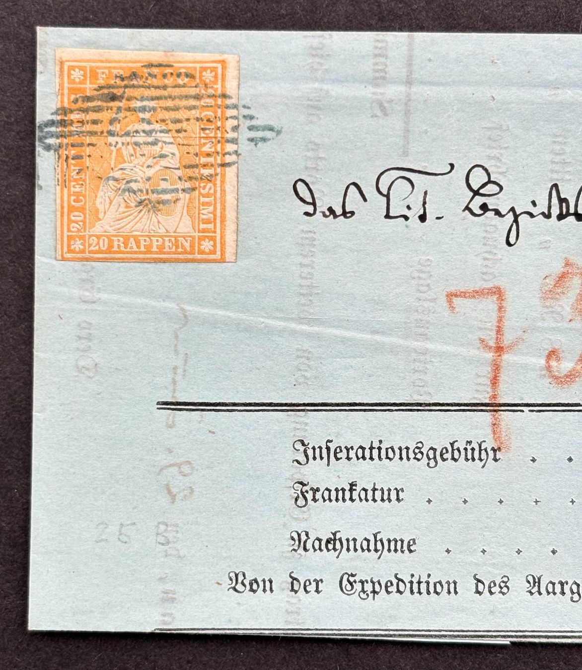 Tutti i francobolli: FALTBRIEF STRUBEL 25B AARAU 1856 – Usato da Ostermundigen venduto da Heavenmaus75 1