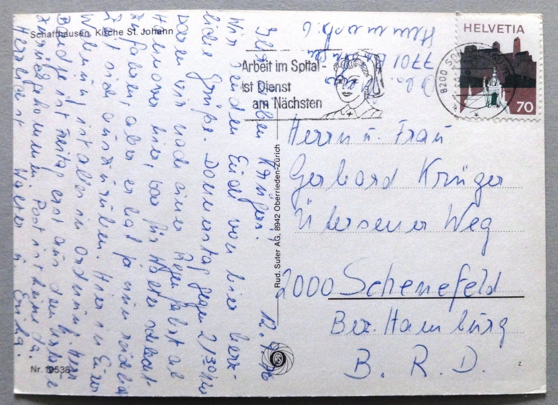 Cartoline postali: Schaffhausen, Kirche St. Johann – Usato da Fétigny venduto da Billy2miny 1