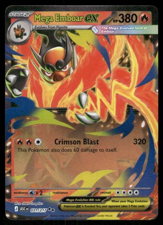Pokémon- Mega Emboar Ex (ASC031)°D.R - Accident Heroes- EN (Neu (gemäss ...