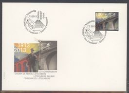 2013, FDC, 100 Jahre Lötschbergbahn (Nr. 1452)