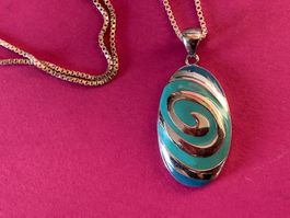 Silberkette mit farbiger Spirale (55cm)