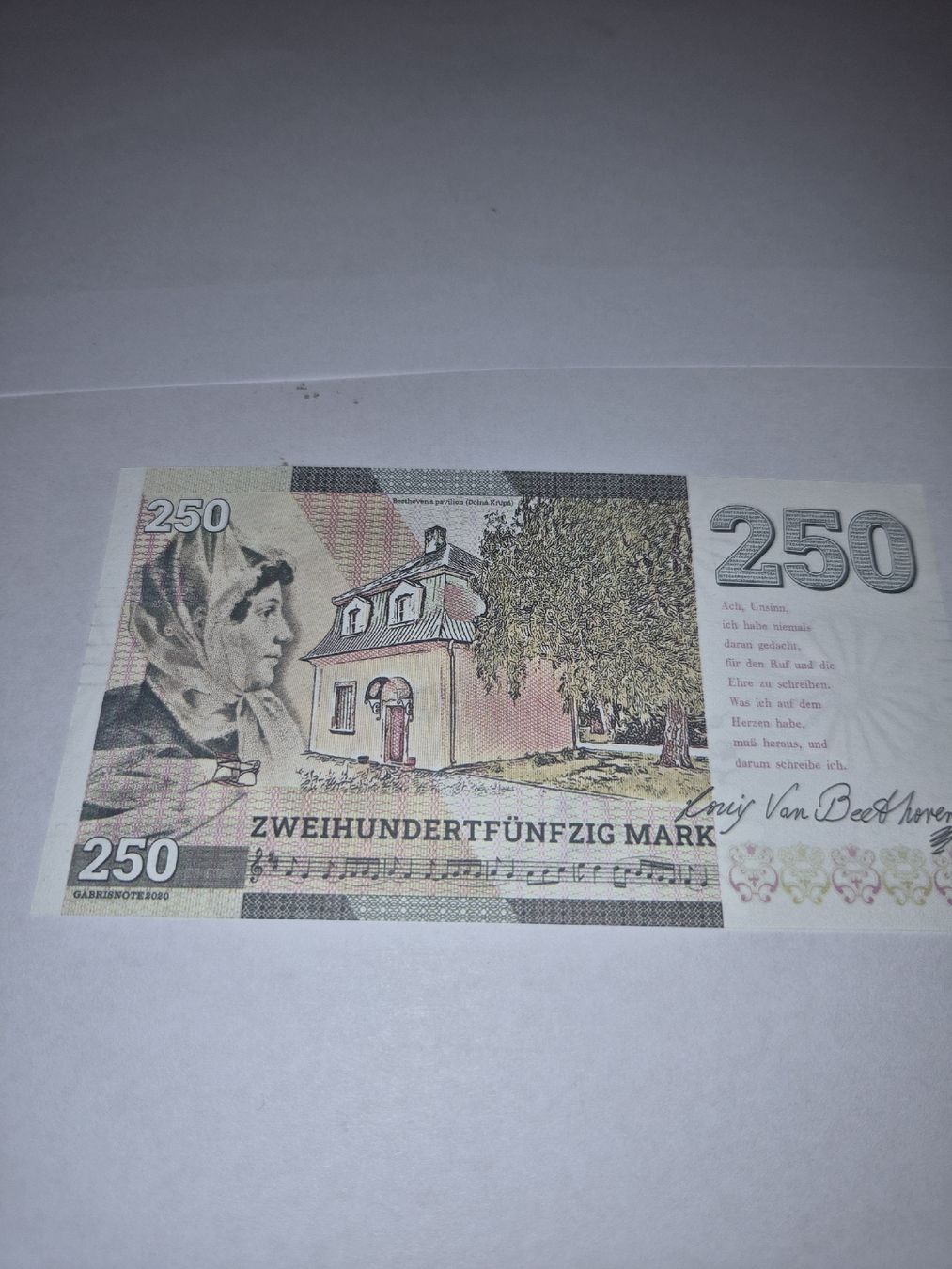 Billets de banque: Billet commémoratif Ludwig van Beethoven – Neuf (Voir description) à Senèdes par hen_fw8b 1