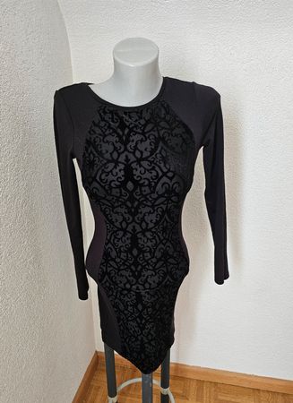 Kleid schwarz mit Samtdetail Gr. XS (S) Gohic meets Business
