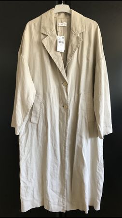 Manteau oversize MANGO, lin beige, XS-S, neuf avec étiquette
