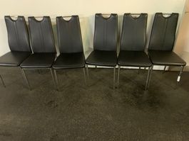 6 Esszimmerstühle Kunstleder schwarz Metallgestell