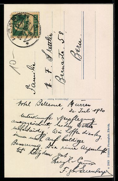 Cartoline postali: AK Mürren, Mit Wetterhorn und Eiger – Usato da Berlin venduto da bartko-reher 1