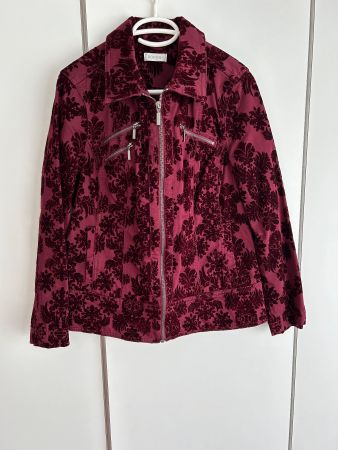 Wunderschöne moderne SAMT-JACQUARD Jacke, Bordeaux