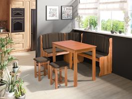 Eckbank + Tisch und 2 Hocker Esstischgruppe Sitzbank Holz
