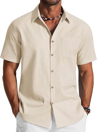 Herren Hemd Kurzarm Baumwolle Sommer Casual