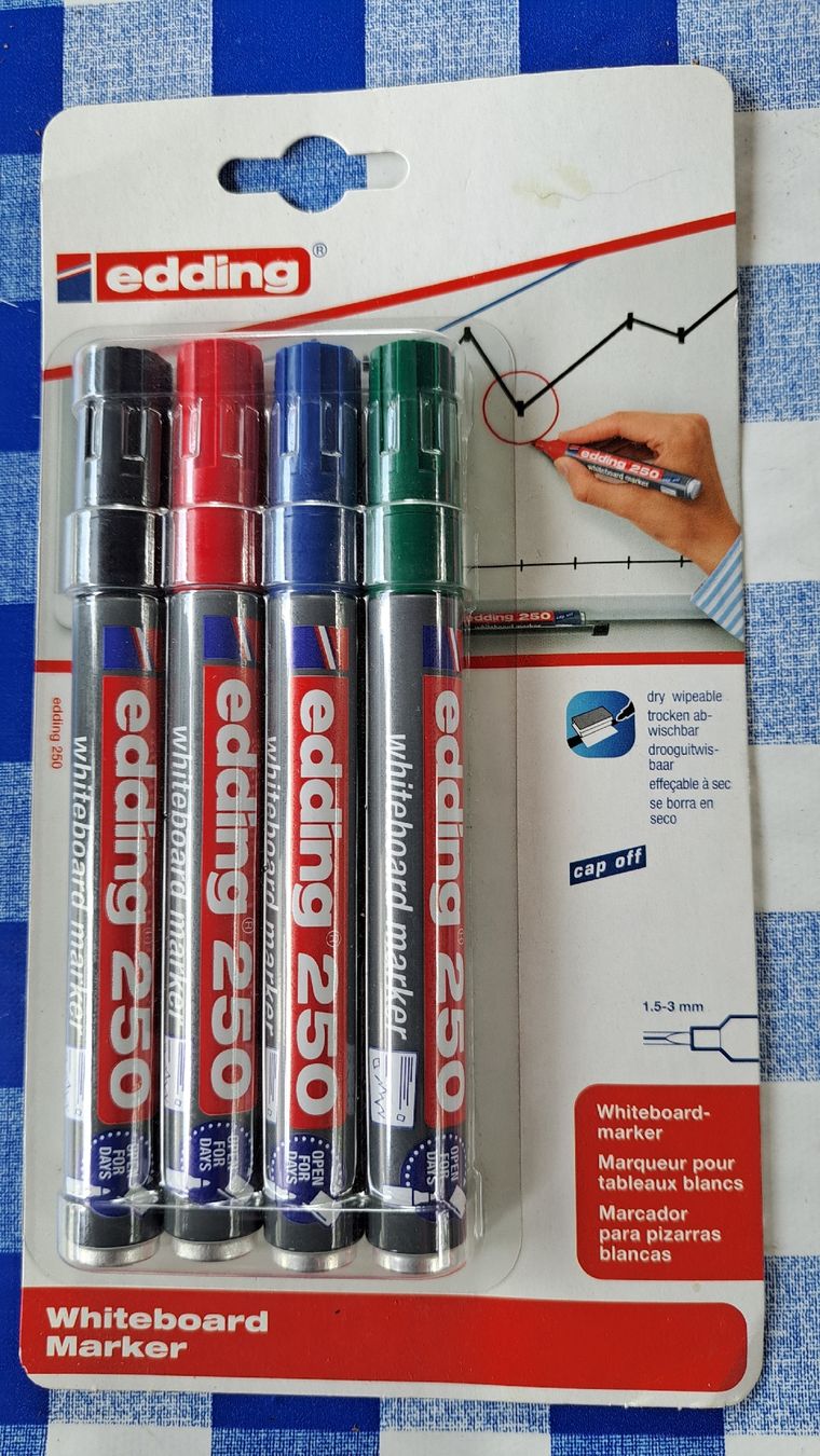 Edding Penna & Evidenziatori: Edding 250 Whiteboard Marker 4er Set Neu  – Nuovo e nell'imballaggio originale da Wattwil venduto da weber61