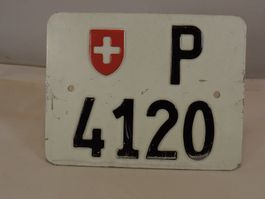 Altes Schweizer PTT Töff Nummernschild, Sammlerstück
