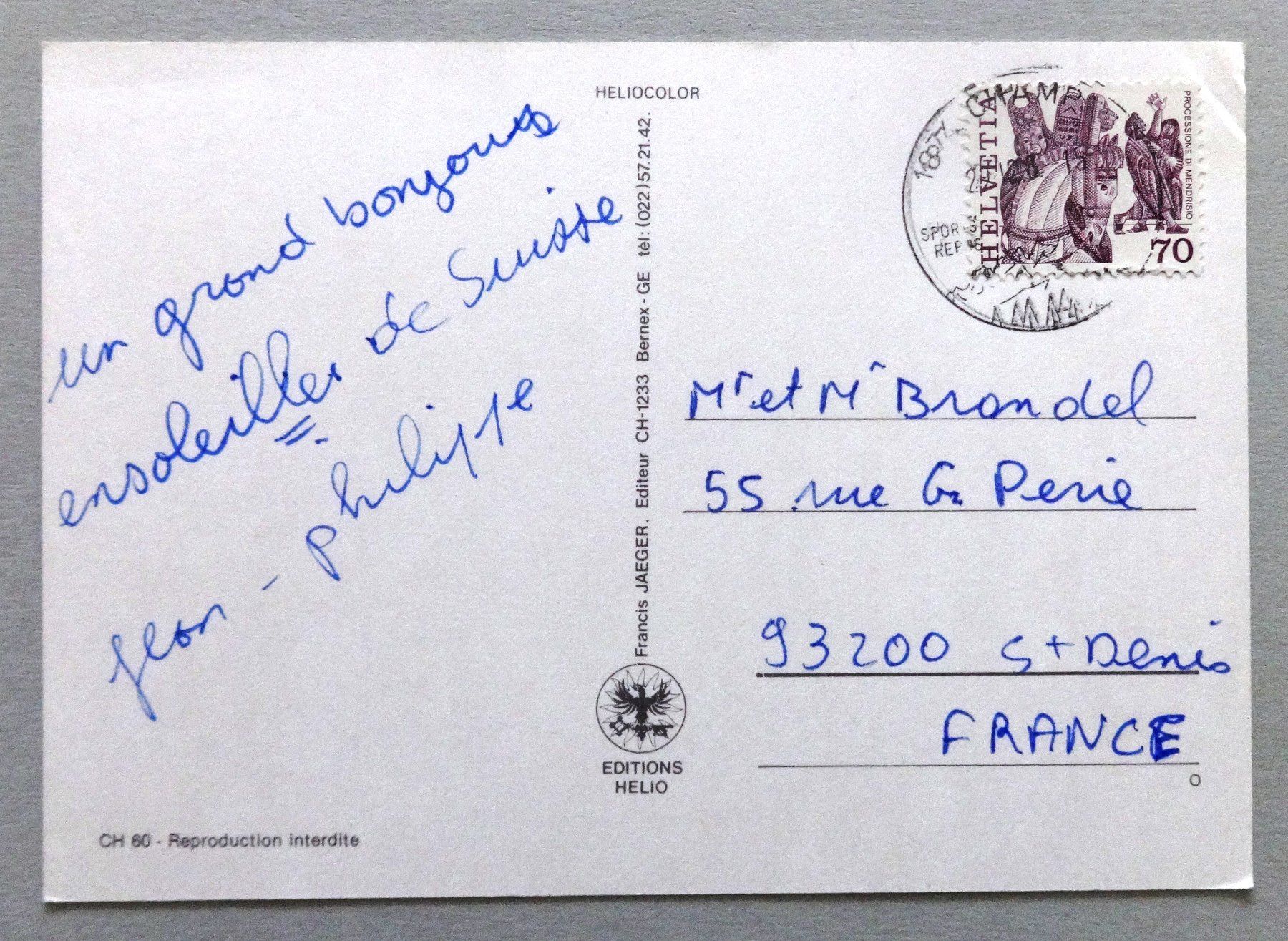 Cartoline postali: Champéry – Difettoso da Fétigny venduto da Billy2miny 1