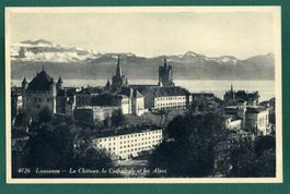 Lausanne, Le Château, la Cathédrale,1951, gelaufen