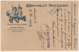 SUCHARD Postkarte - mit Zusatzfrankatur nach FRANKREICH