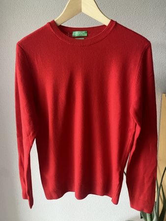 Benetton Merino-Pullover Rot Gr. L – 100% Wolle NEU