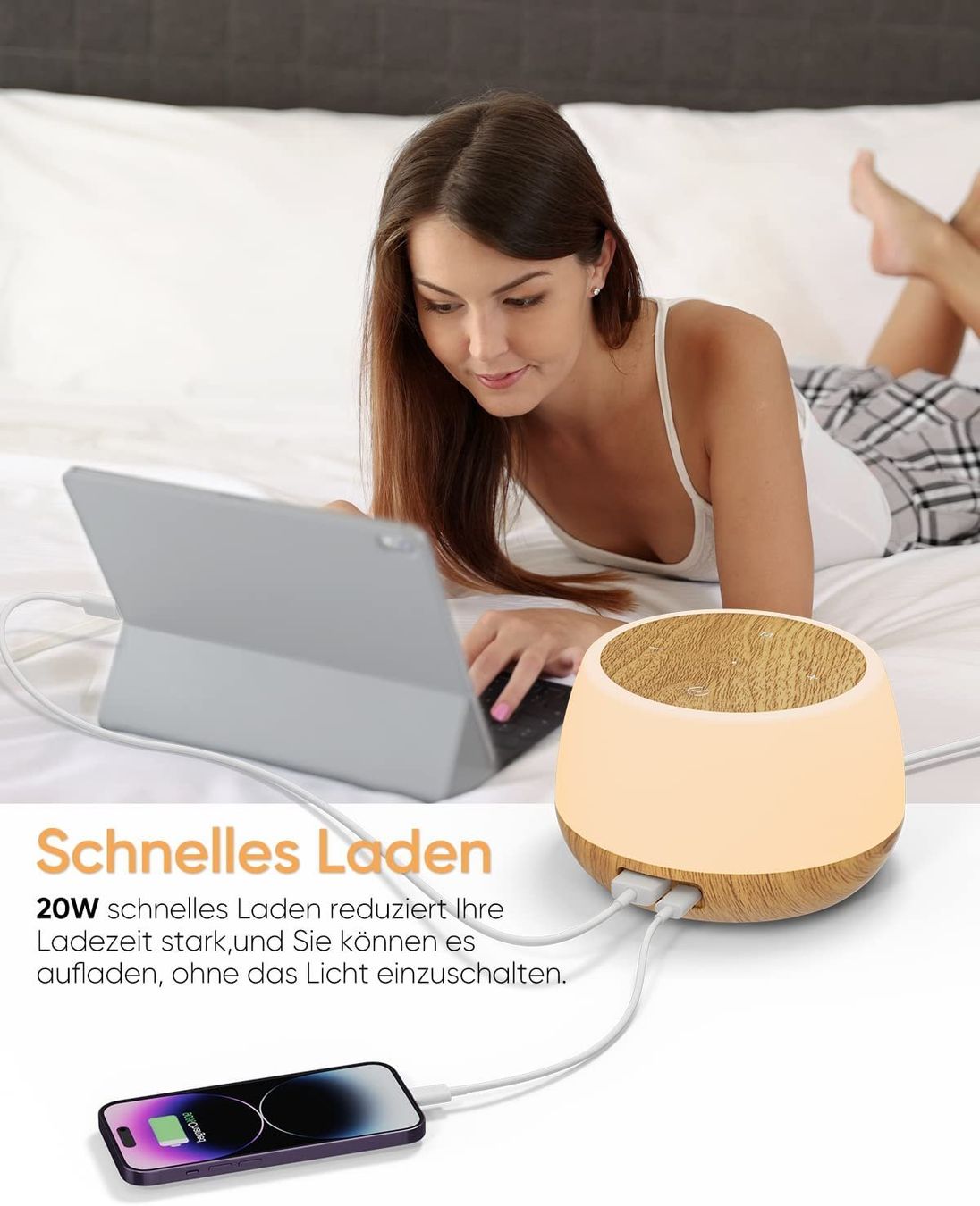 Lampen: Nachttischlampe Touch Dimmbar mit 20W Ladefunktion – Neu und originalverpackt aus Nuglar von SaleRitter 5