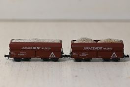 2x Güterwagen Juracement Wildegg Trix Spur N ohne OVP