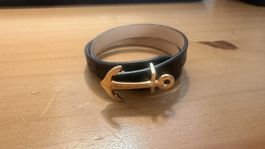 Armband Paul Hewitt Leder schwarz gold Anker guter Zustand