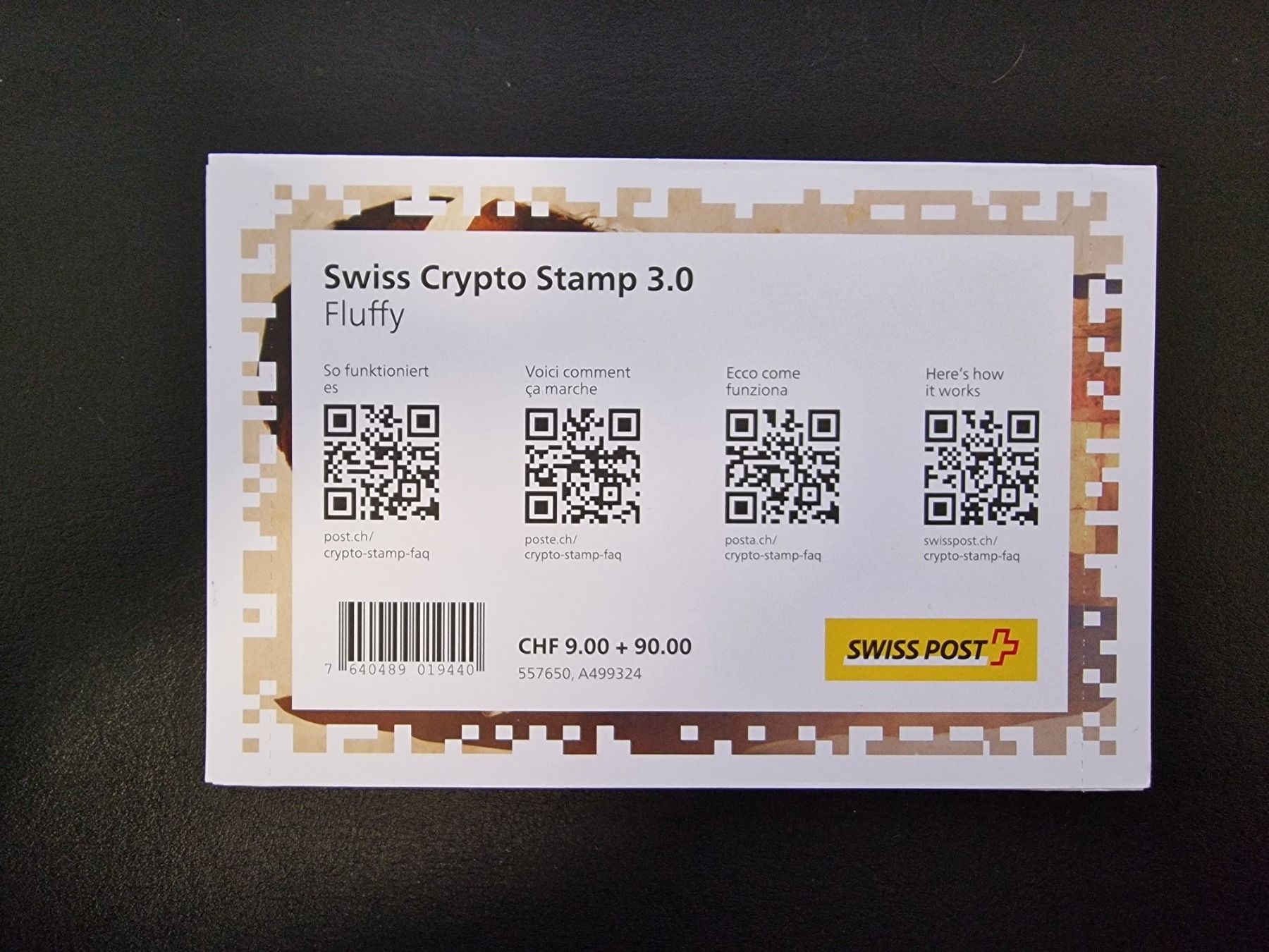 Tous les timbres: Swiss Crypto Stamp 3.0 Fluffy ID 8 – Neuf avec emballage d'origine à Winterthur par andrekeller95 1