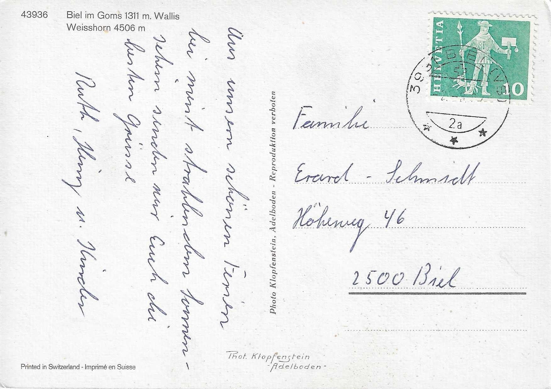 Cartes postales: Biel im Goms VS – D'occasion à Rothrist par Stranglehold 1