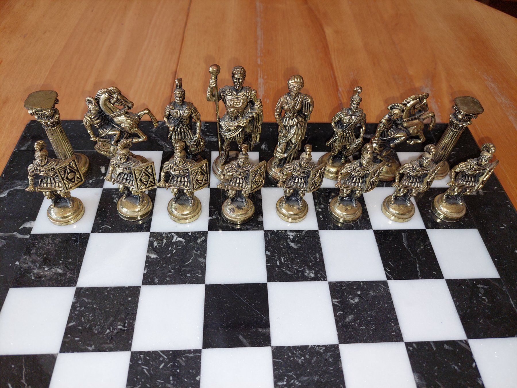 Spiele: Schach aus Marmor / Zinnfiguren – Gebraucht aus Leimbach AG von  1