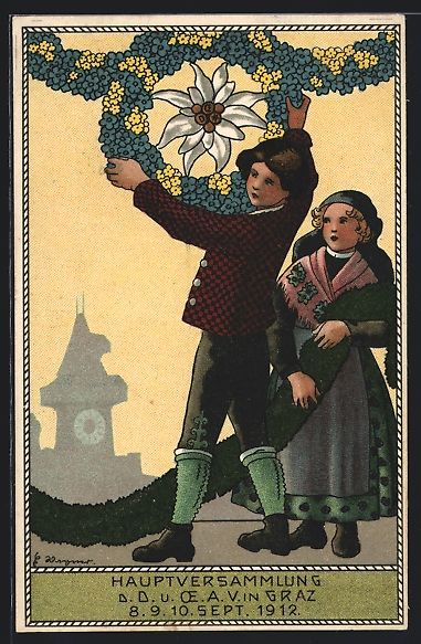 Cartoline postali: sign. E. Wagner: Graz, Hauptversammlung  – Usato da Berlin venduto da bartko-reher