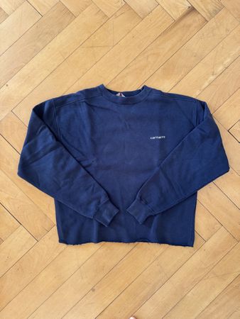 Carhartt Pullover, Boxy Fit, Vintage, Marineblau, Distressed