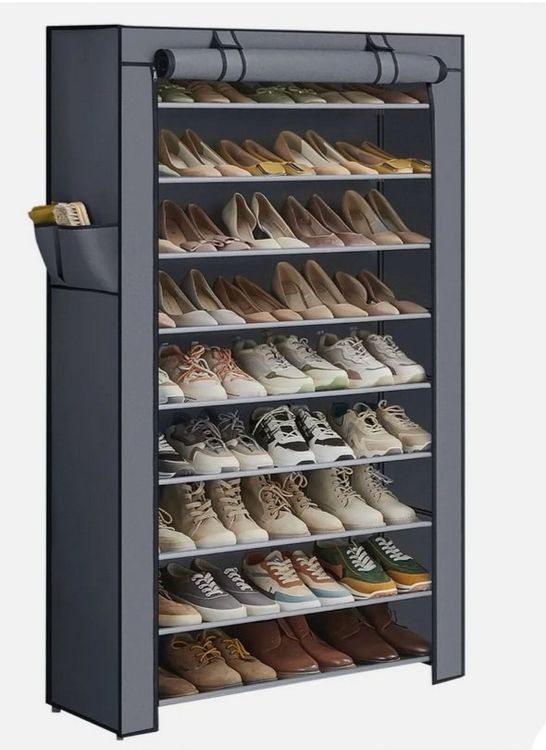 LANTUS Kleiderschrank Aus Stoff - Faltbar, 175x150x45 Cm, Mit Kleiderstange & Regal, Schwarz