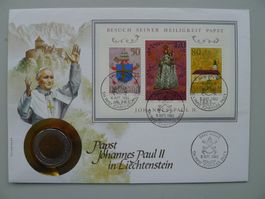 1985, Numisbrief (Münzbrief) Papst Johannes (Liechtenstein)
