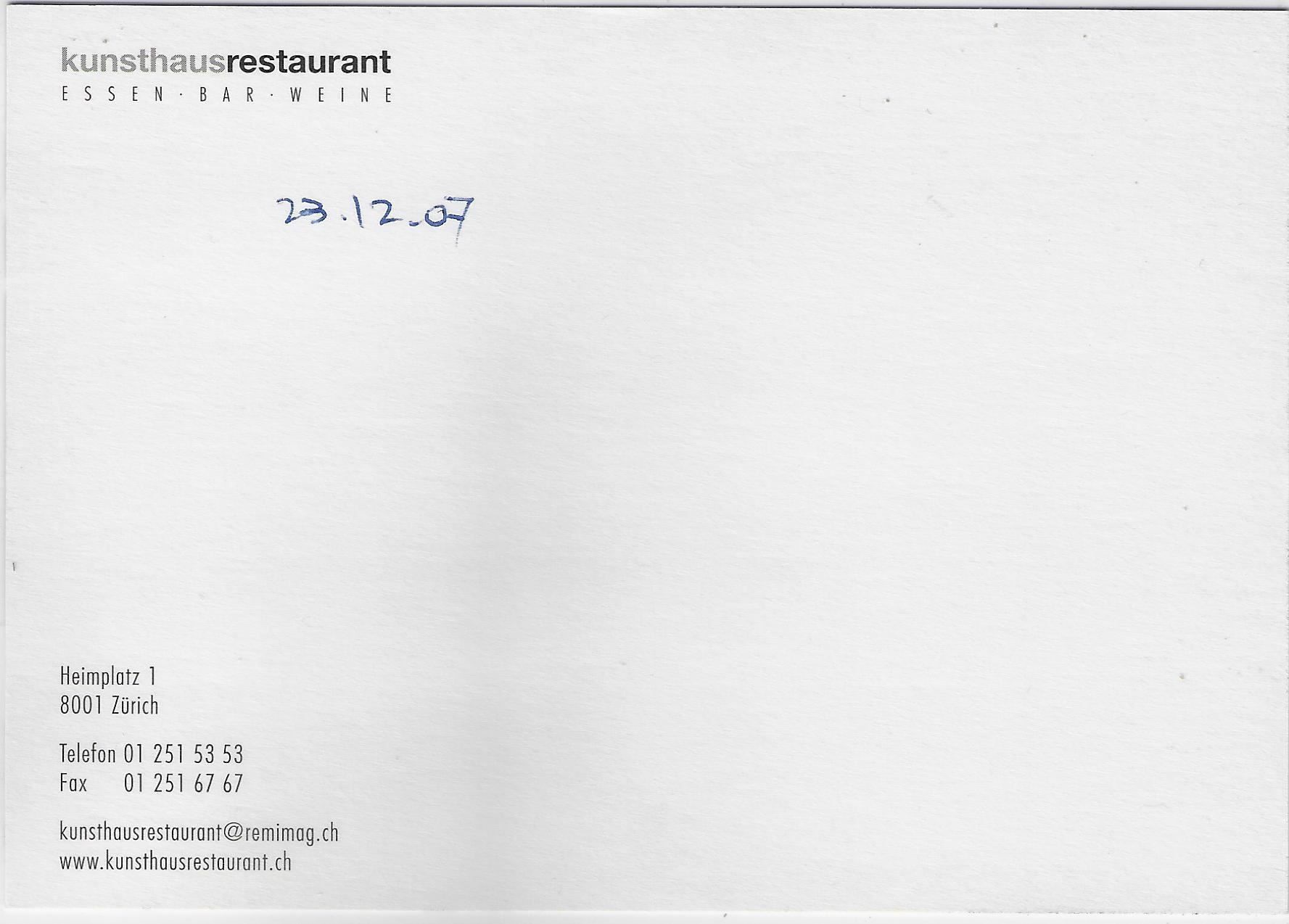 Cartoline postali: Zürich - Kunsthaus-Restaurant – Usato da Ettingen venduto da Kartenplanet 1