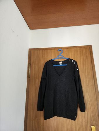 Pull col V Des Petits Hauts 100% cachemire anthracite  S/M