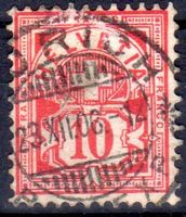 ZÜRICH 1908 WERTZIFFER 10 RP MIT VOLLSTEMPEL - BU150