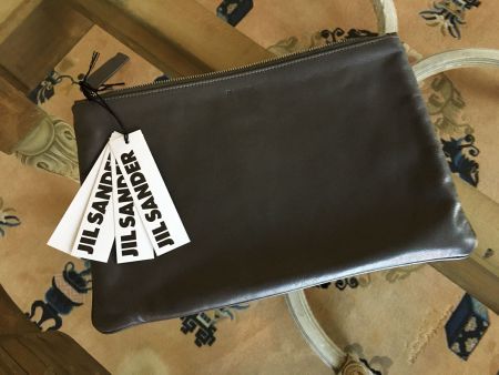 JIL SANDER POCHETTE, CENDRE, BUTTERWEICH, NEU, EIN TRAUM!