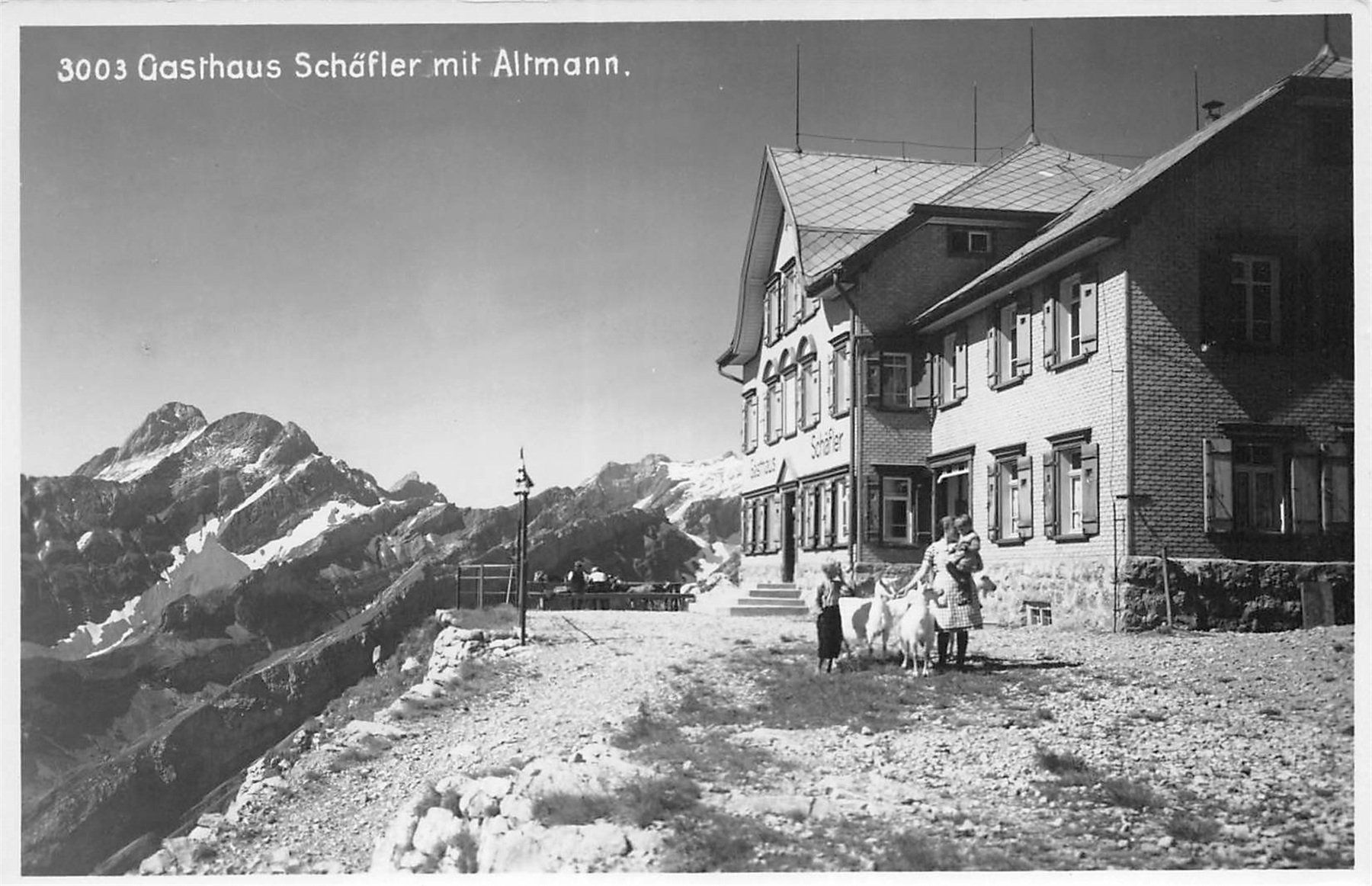 Cartoline postali: Schäfler, Gasthaus Schäfler mit Altmann – Usato da Ottikon b.Kemptth. venduto da Neptun1974