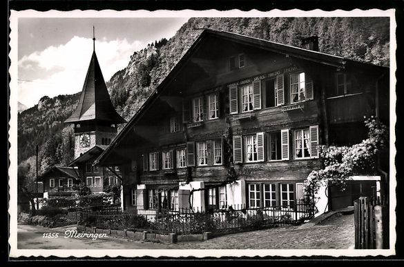 Cartoline postali: AK Meiringen, Kirche und Wohnhaus – Usato da Berlin venduto da bartko-reher