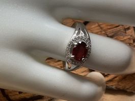 Silberring mit Granat, Gr. 54.5