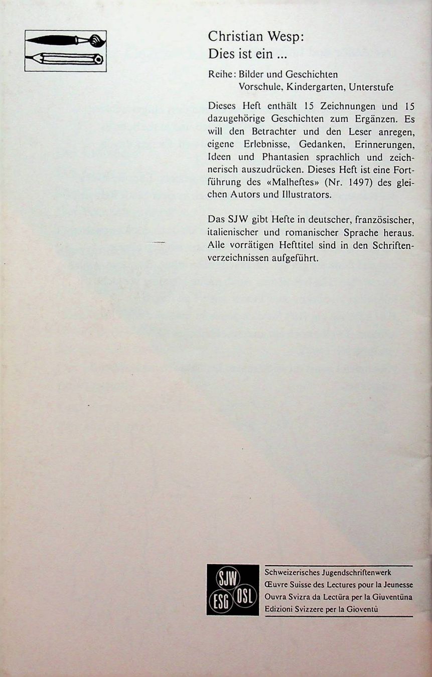 Libri: SJW 1563 Ch. Wesp Dies ist ein Malheft EA 1981 – Usato da Reitnau venduto da Zaomir 1