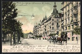 AK Luzern, Strassenpartie mit Kutsche