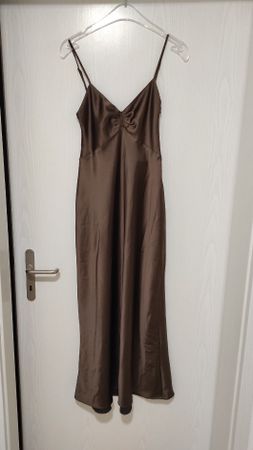 Zara Kleid braun Satinoptik mit Trägern Grösse S neuwertig
