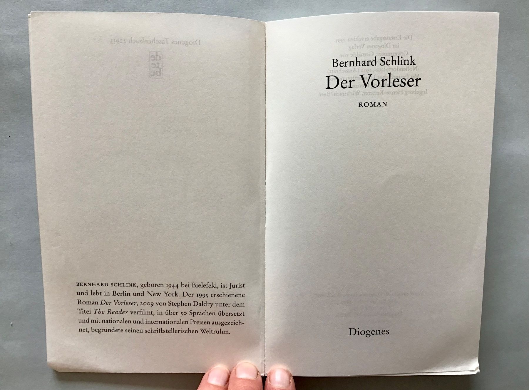 Bücher: Buch: Der Vorleser (von Bernhard Schlink) – Gebraucht aus Bubendorf von Alpenheidi 3