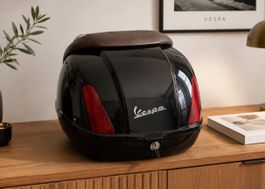 Original Vespa Topcase schwarz mit Rückenpolster & Schlüssel
