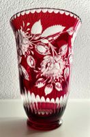 Böhmische Vase, edler Schliffdekor mit Rosen ~1950, top Z.