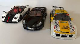 3 Modellautos: Pagani, Porsche  Opel Calibra