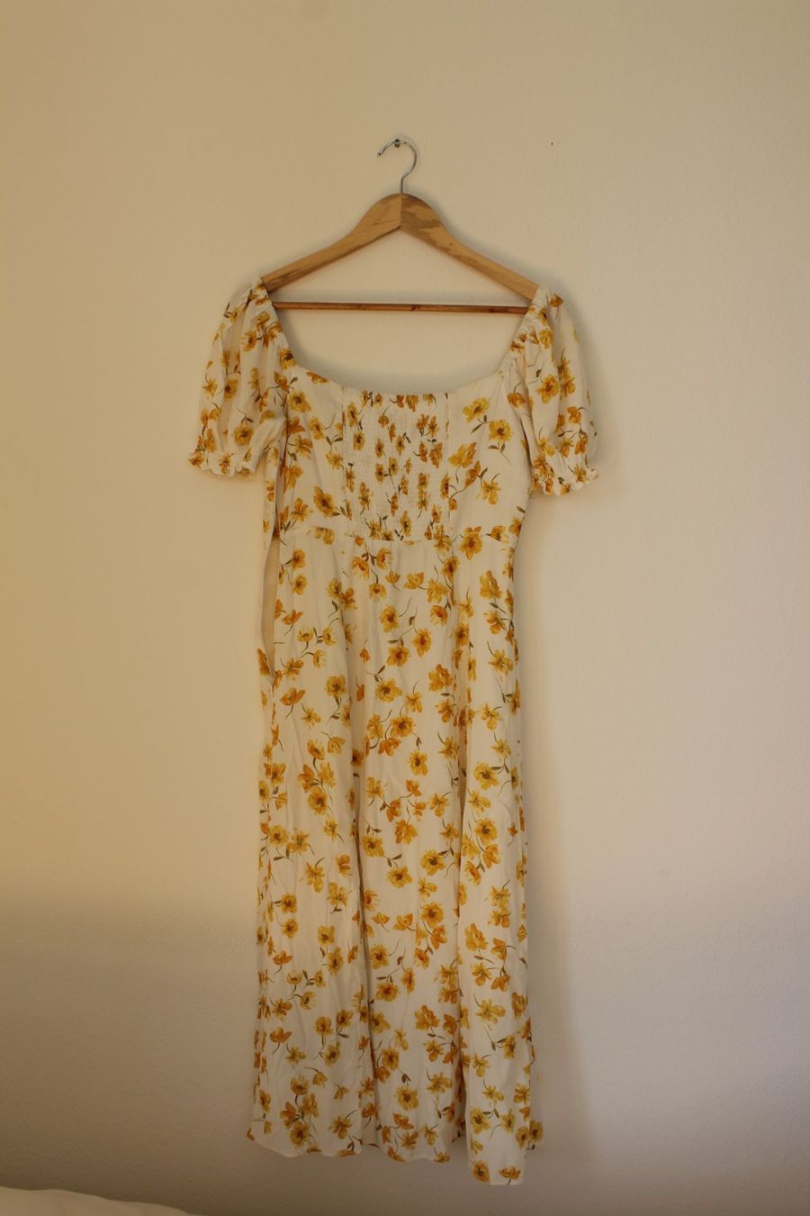 Vestiti: Robe blanche à fleurs jaunes romantique – Usato da Morges venduto da Vintage_Only 3
