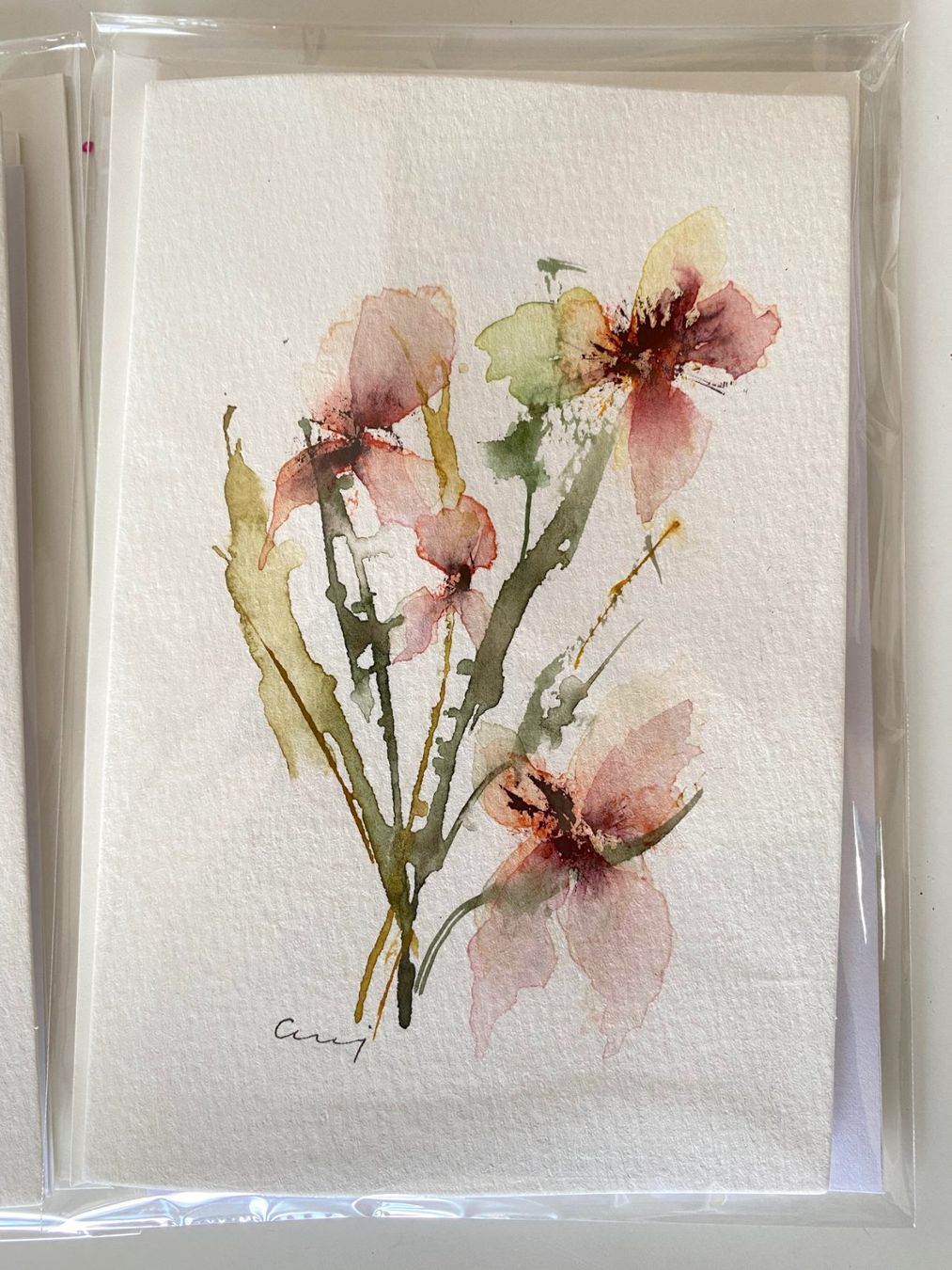 Cartoline: 2-er Set Aquarell-Kunstkarten, handgemalt, Grusskarten – Nuovo e nell'imballaggio originale da Fanas venduto da Omibia 1