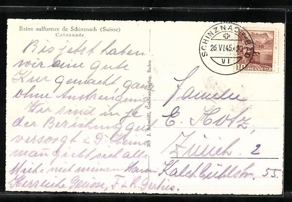 Cartes postales: Schinznach, Restaurant in den Kolonnaden – D'occasion à Berlin par bartko-reher 1