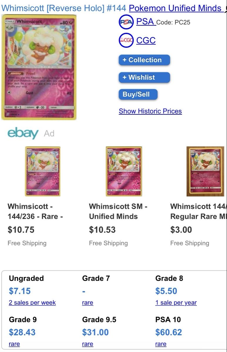 Pokémon Carte collezionabili: Whimsicott Rare Reverse Holo 144 - EN – Usato da Zürich venduto da LJF 2