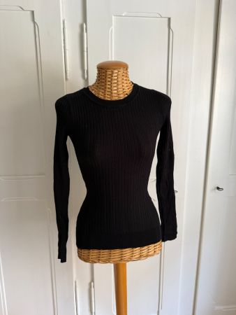 EVEN & ODD - Feinstrick Langarmshirt schwarz gerippt XS