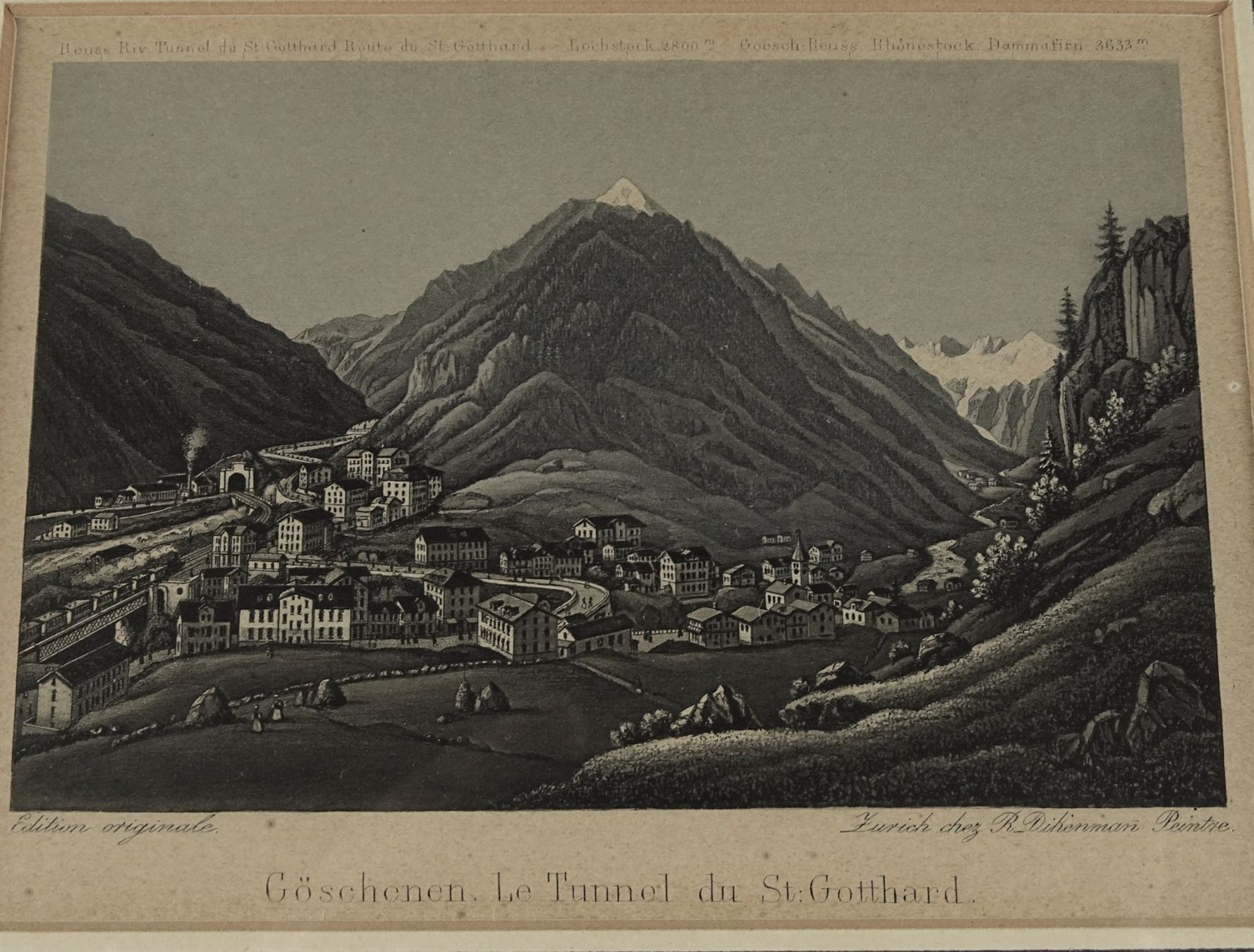 Incisioni: GÖSCHENEN, AQUATINTA UM 1885 – Usato da Grüningen venduto da Kartensammler 2
